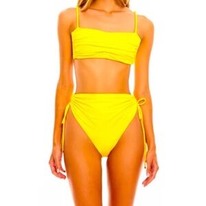 NWOT agua bendita solid bright golden yellow bikini bottom 12604